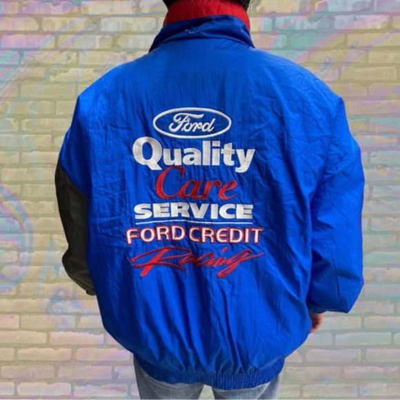 Vintage 90s NASCAR Dale Jarrett FORD Motors Chase Authentics Racing Jacket XL - Picture 3 of 13